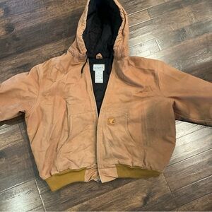 Carhartt Kids Tan Hooded Puffer Jacket 2XL- read description